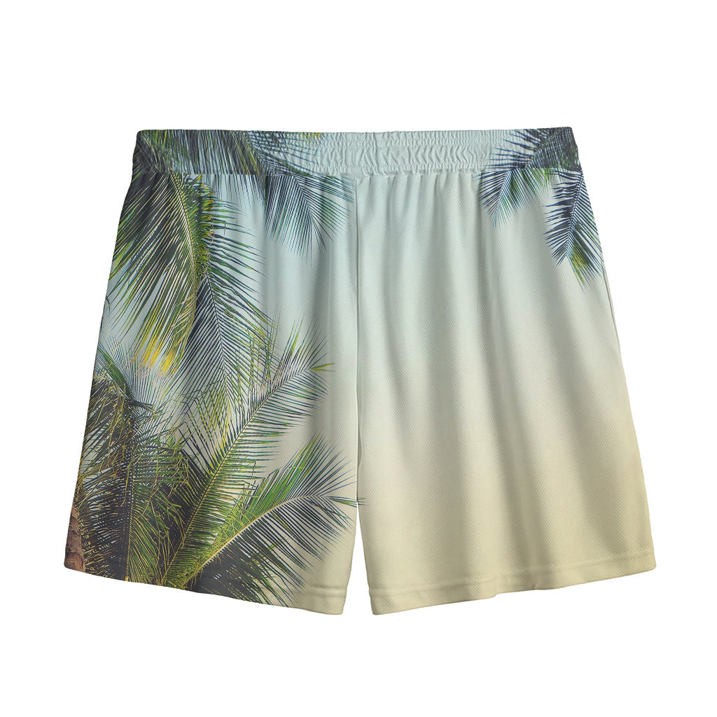 Vintage Coconut Tree Print Mesh Shorts