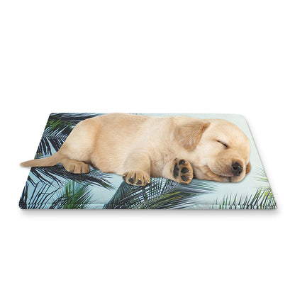 Vintage Coconut Tree Print Pet Cooling Mat Cover