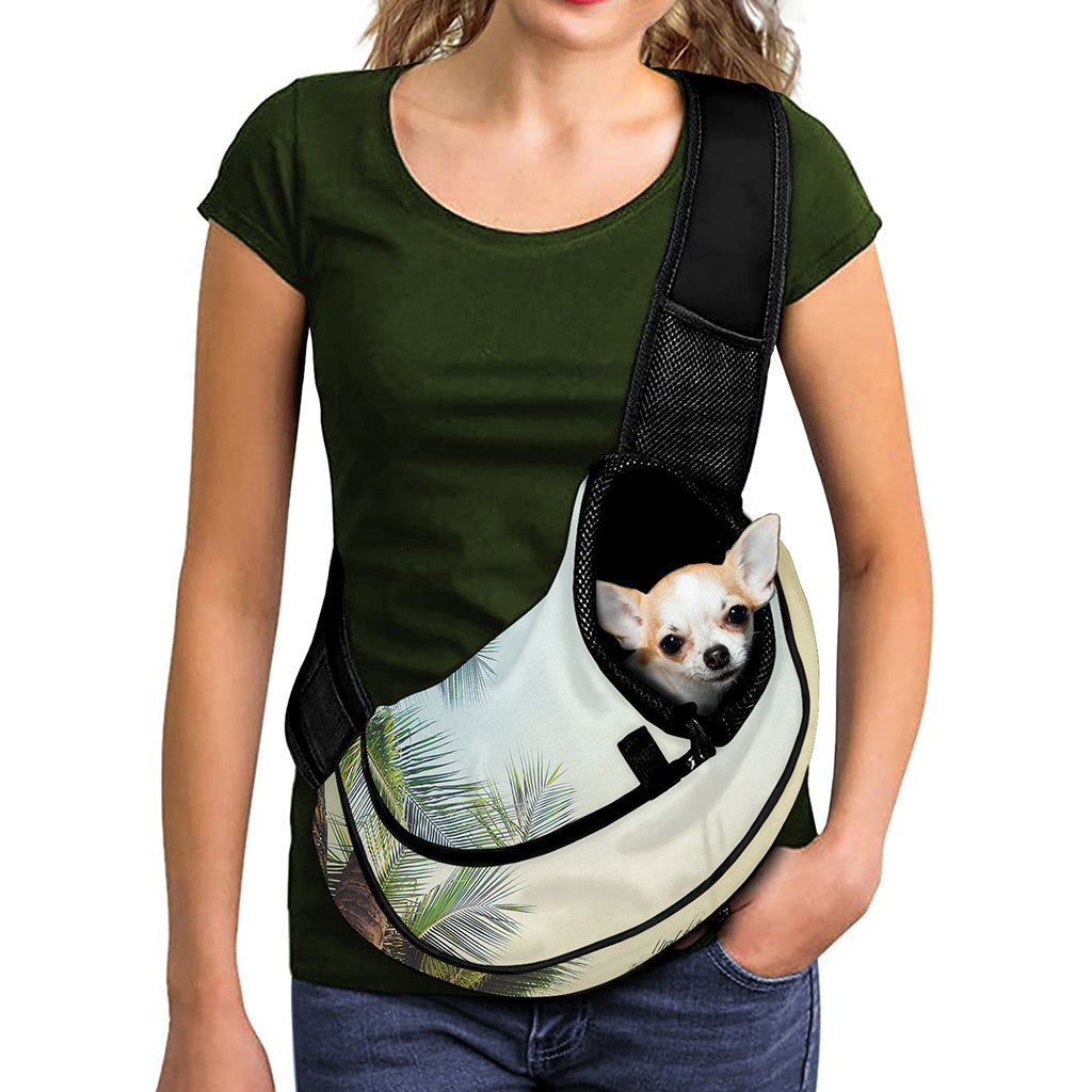 Vintage Coconut Tree Print Pet Sling Carrier