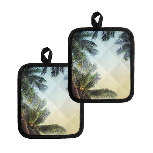 Vintage Coconut Tree Print Pot Holders