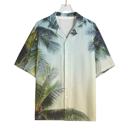Vintage Coconut Tree Print Rayon Hawaiian Shirt