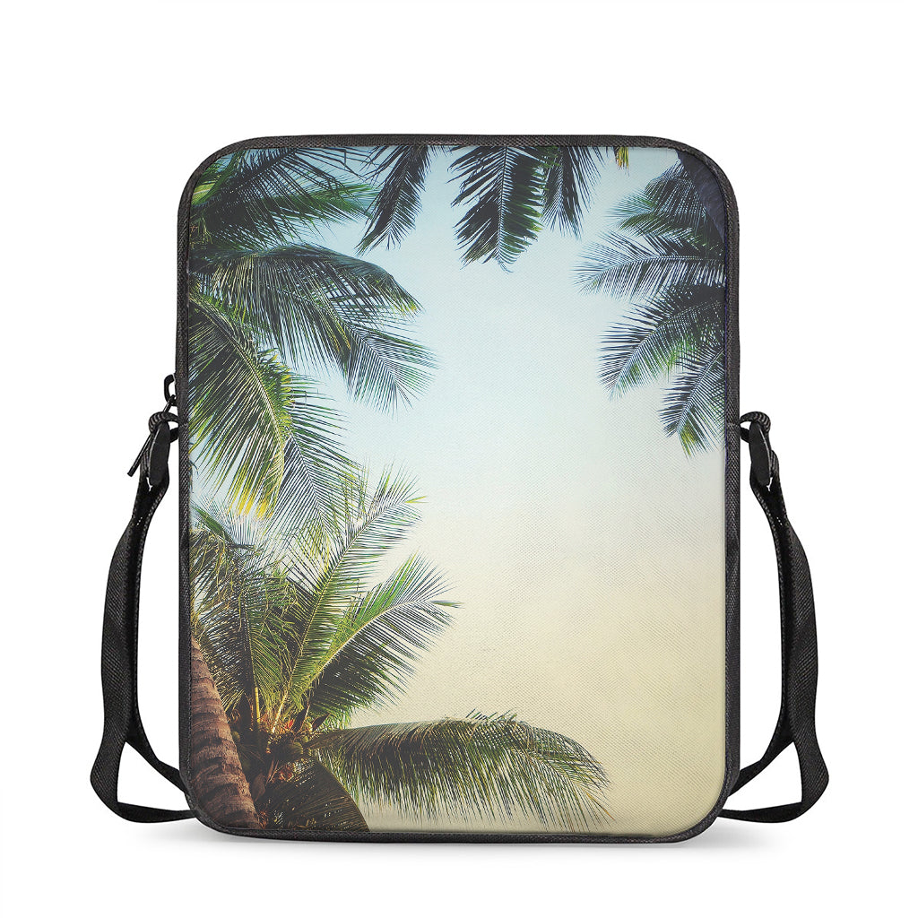 Vintage Coconut Tree Print Rectangular Crossbody Bag