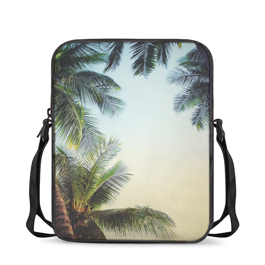 Vintage Coconut Tree Print Rectangular Crossbody Bag