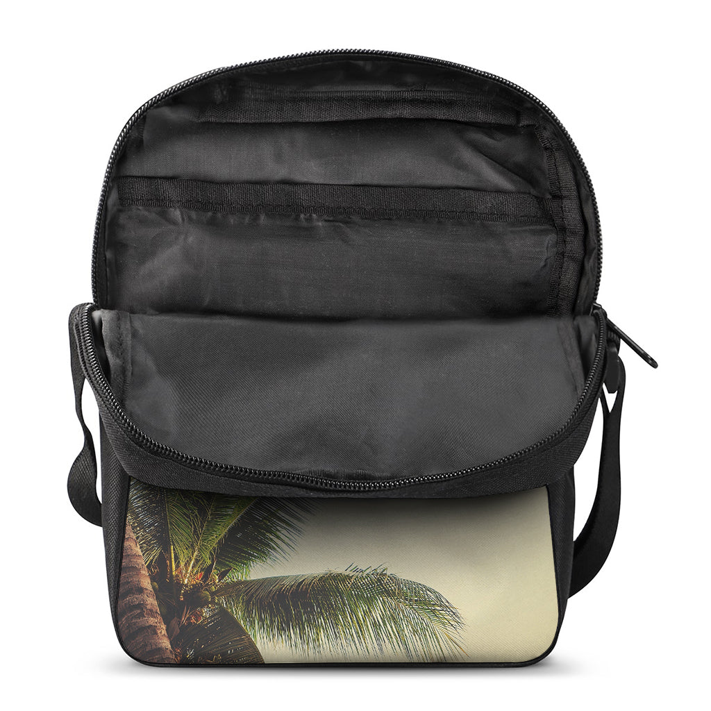 Vintage Coconut Tree Print Rectangular Crossbody Bag