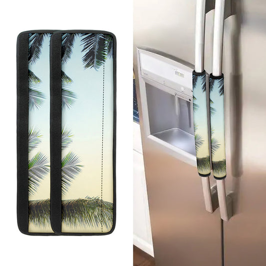 Vintage Coconut Tree Print Refrigerator Handle Covers