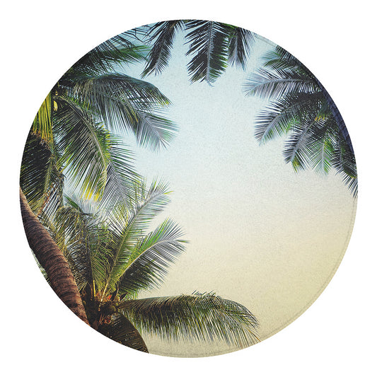 Vintage Coconut Tree Print Round Blanket