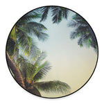 Vintage Coconut Tree Print Round Floor Mat