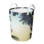 Vintage Coconut Tree Print Round Laundry Basket