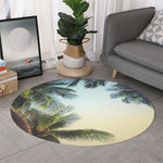 Vintage Coconut Tree Print Round Rug