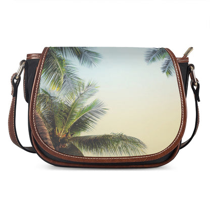 Vintage Coconut Tree Print Saddle Bag