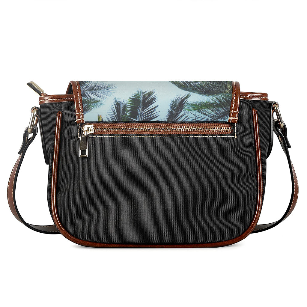 Vintage Coconut Tree Print Saddle Bag