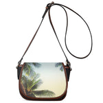 Vintage Coconut Tree Print Saddle Bag