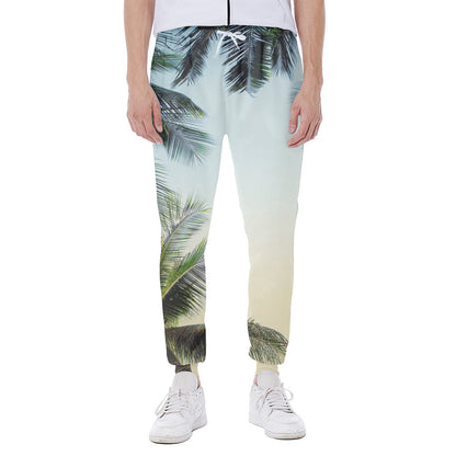 Vintage Coconut Tree Print Scuba Joggers