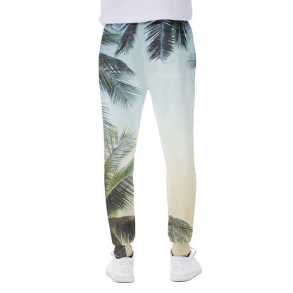 Vintage Coconut Tree Print Scuba Joggers