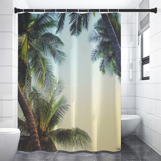 Vintage Coconut Tree Print Shower Curtain