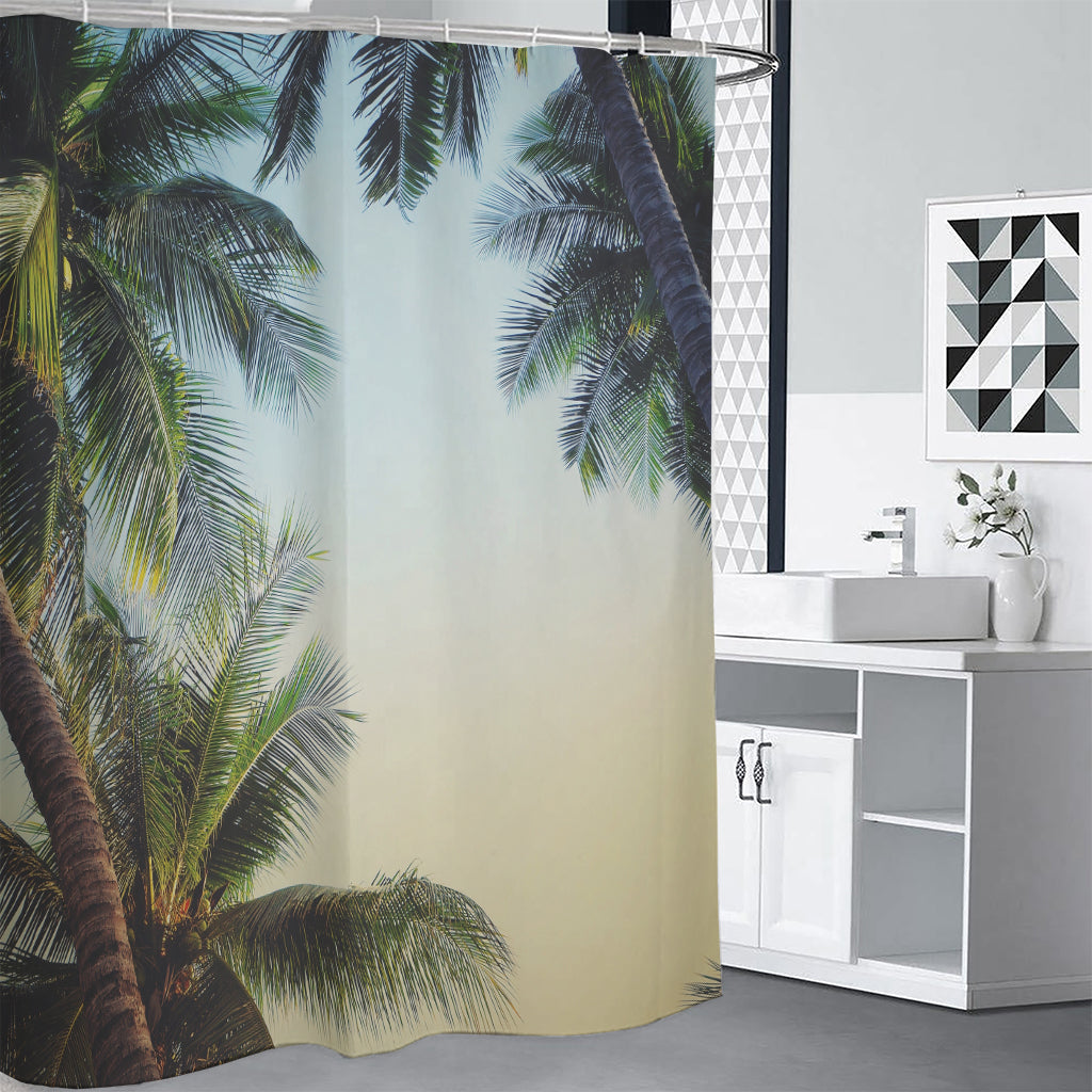 Vintage Coconut Tree Print Shower Curtain