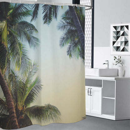 Vintage Coconut Tree Print Shower Curtain