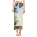Vintage Coconut Tree Print Side Slit Maxi Skirt