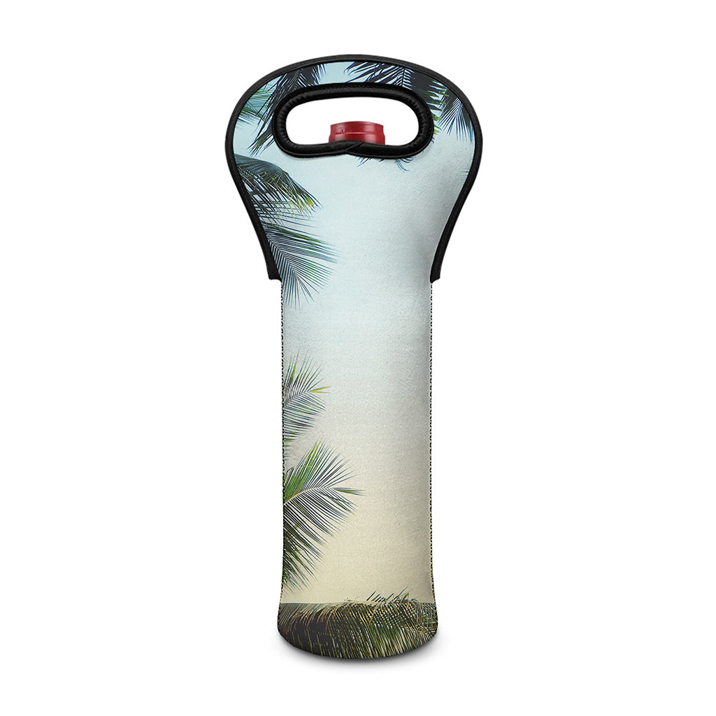 Vintage Coconut Tree Print Single Neoprene Wine Tote