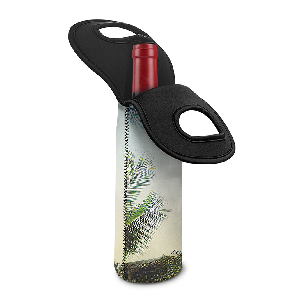 Vintage Coconut Tree Print Single Neoprene Wine Tote