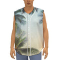 Vintage Coconut Tree Print Sleeveless Baseball Jersey