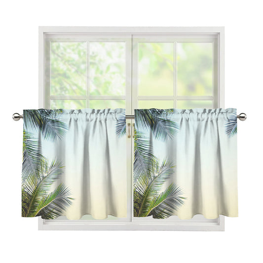 Vintage Coconut Tree Print Tier Curtains