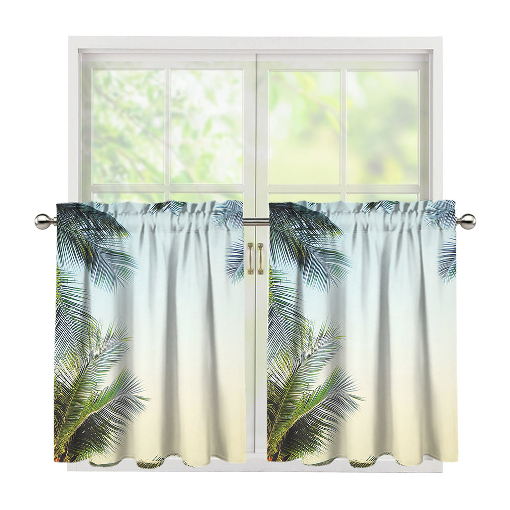 Vintage Coconut Tree Print Tier Curtains