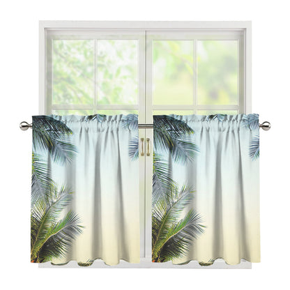 Vintage Coconut Tree Print Tier Curtains