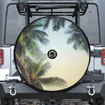 Vintage Coconut Tree Print Tire Cover With Camera Hole