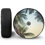Vintage Coconut Tree Print Tire Cover With Camera Hole