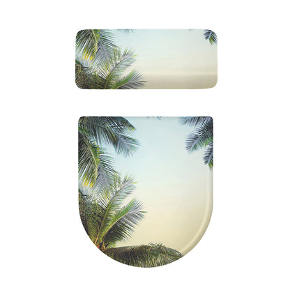 Vintage Coconut Tree Print Toilet Lid And Tank Cover Set
