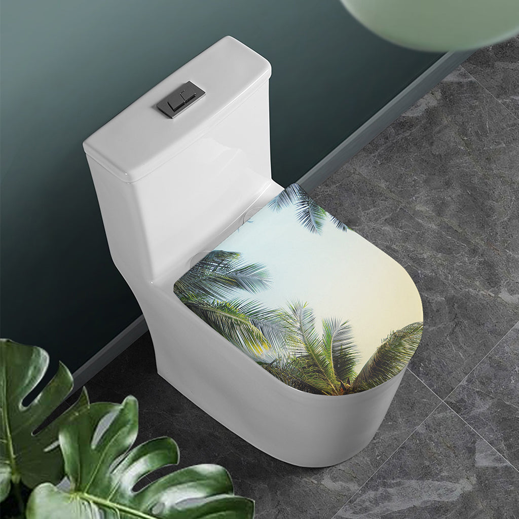 Vintage Coconut Tree Print Toilet Lid Cover