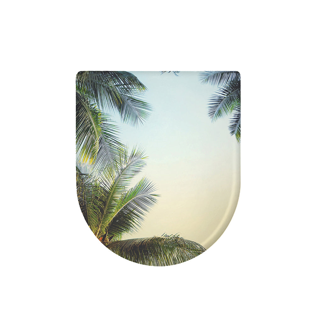 Vintage Coconut Tree Print Toilet Lid Cover