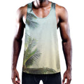Vintage Coconut Tree Print Men's Workout Tank Top