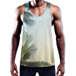 Vintage Coconut Tree Print Training Tank Top