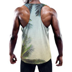 Vintage Coconut Tree Print Training Tank Top