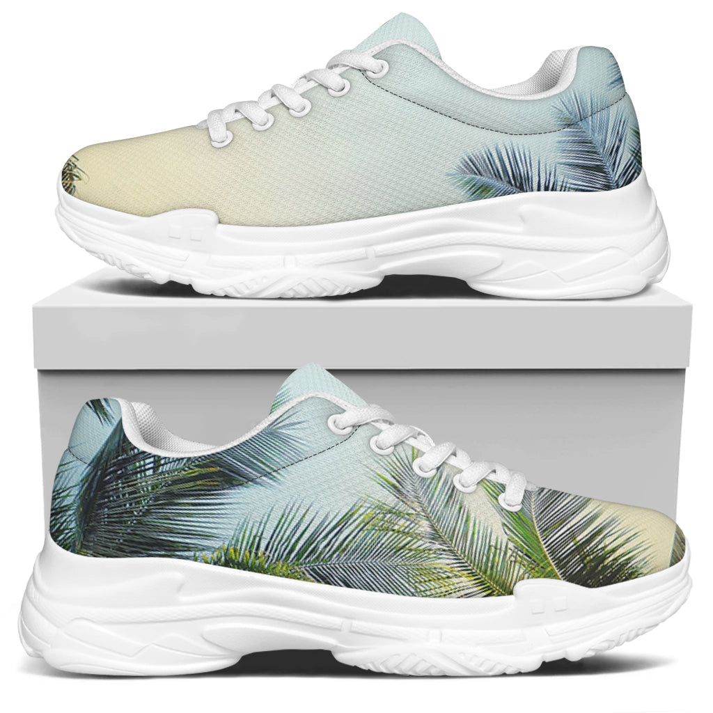 Vintage Coconut Tree Print White Chunky Shoes