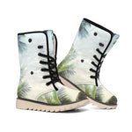 Vintage Coconut Tree Print Winter Boots