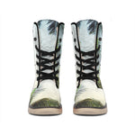 Vintage Coconut Tree Print Winter Boots