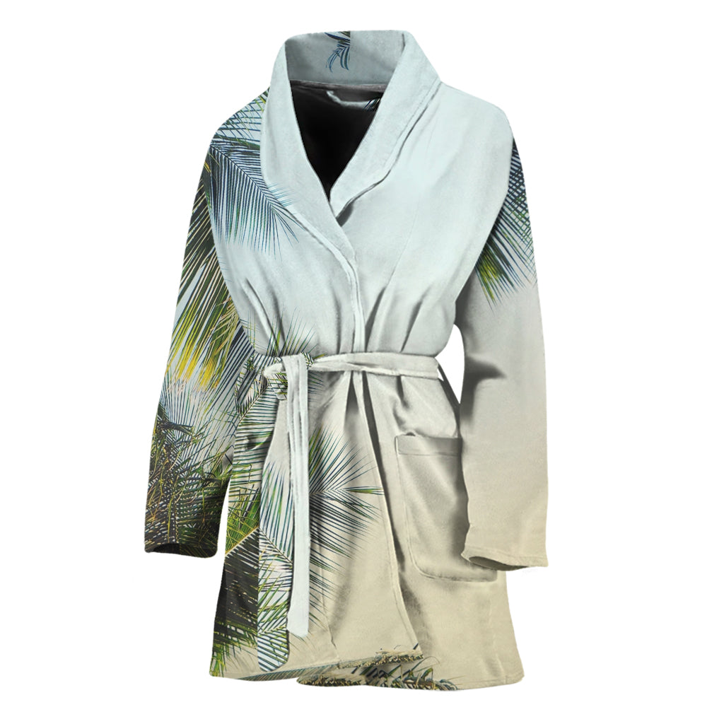 Vintage Coconut Tree Print Women's Bathrobe