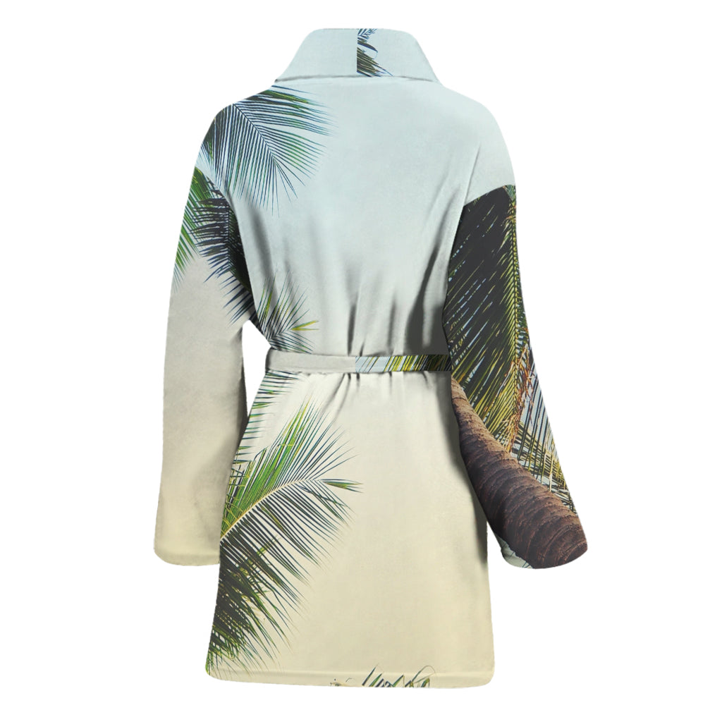 Vintage Coconut Tree Print Women's Bathrobe