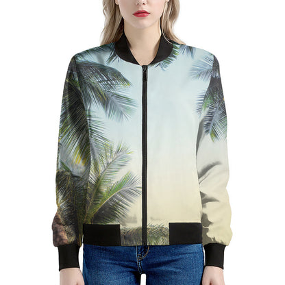 Vintage Coconut Tree Print Women's Bomber Jacket