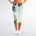 Vintage Coconut Tree Print Women's Capri Leggings