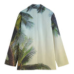 Vintage Coconut Tree Print Women's Cotton Blazer