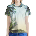 Vintage Coconut Tree Print Women's Polo Shirt