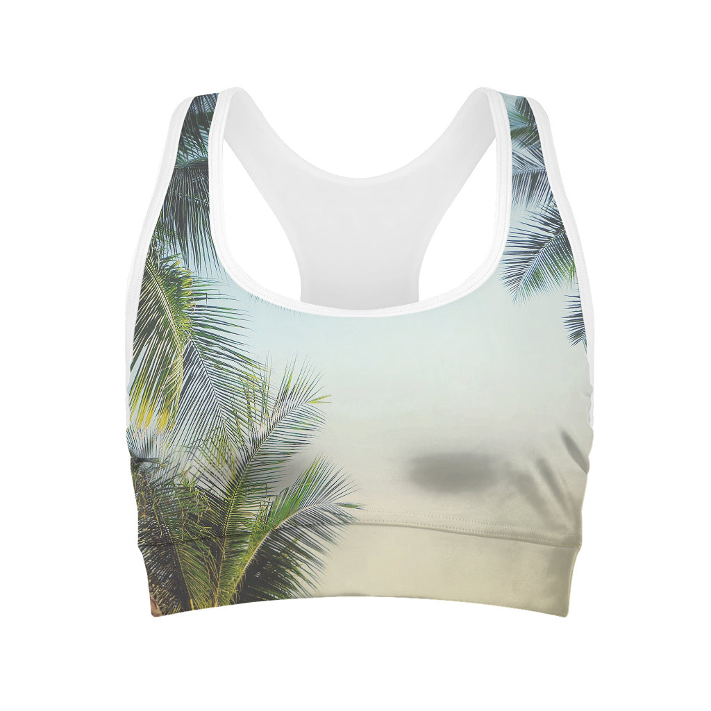 Vintage Coconut Tree Print Women's Sports Bra