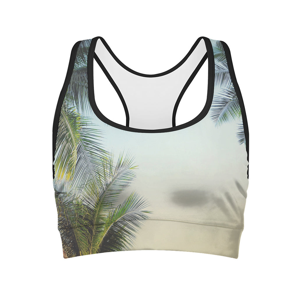 Vintage Coconut Tree Print Women's Sports Bra