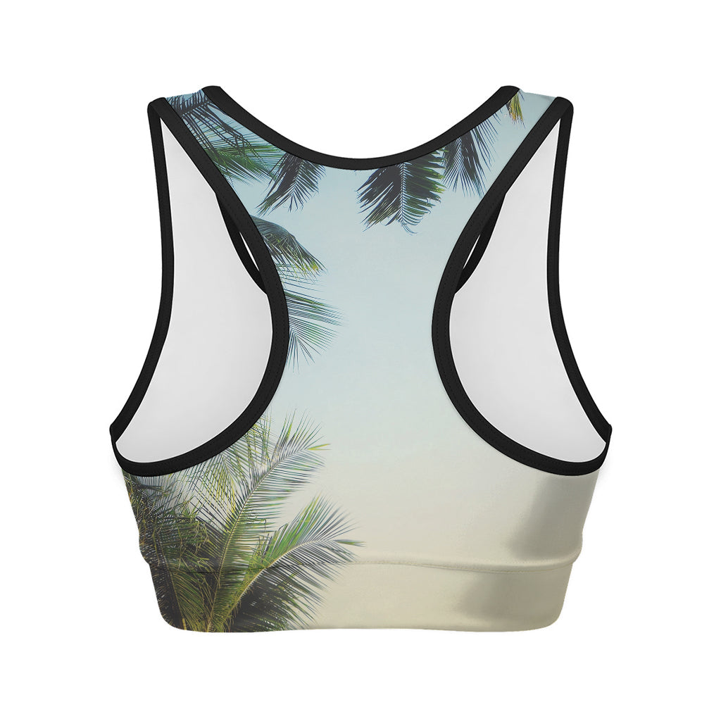Vintage Coconut Tree Print Women's Sports Bra