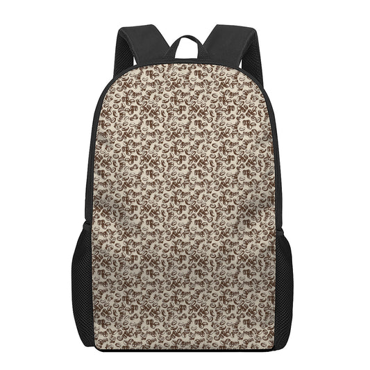 Vintage Coffee Bean Pattern Print 17 Inch Backpack