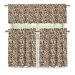 Vintage Coffee Bean Pattern Print 3 Piece Kitchen Curtains